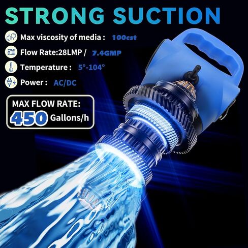 Electric Drum Pump, 55 Gallon AC/DC Drum Transfer Pump with Adjustable Suction Tube, Portable Electric Barrel Transfer System for Oil, Diesel, DEF, Water, Automotive & Industrial Use in Kuwait