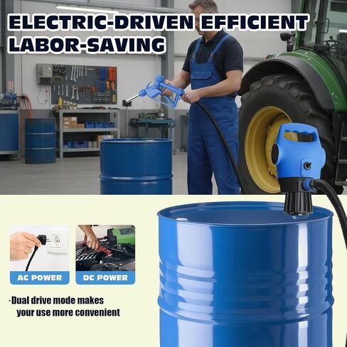 Electric Drum Pump, 55 Gallon AC/DC Drum Transfer Pump with Adjustable Suction Tube, Portable Electric Barrel Transfer System for Oil, Diesel, DEF, Water, Automotive & Industrial Use in Kuwait