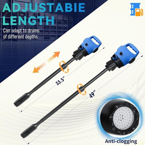 Electric Drum Pump, 55 Gallon AC/DC Drum Transfer Pump with Adjustable Suction Tube, Portable Electric Barrel Transfer System for Oil, Diesel, DEF, Water, Automotive & Industrial Use in Kuwait