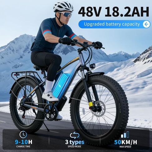 Electric Bike for Adults, 1500W Peak Motor 32 MPH, 48V 18.2Ah Removable Battery, 26" Fat Tire Ebike, 80-100 Miles Long Range, UL 2849 Certified, 7-Speed Electric Mountain Bike for Snow Sand Mountain in Kuwait