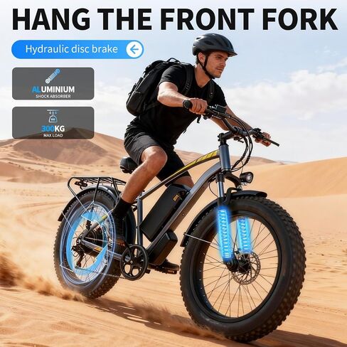 Electric Bike for Adults, 1500W Peak Motor 32 MPH, 48V 18.2Ah Removable Battery, 26" Fat Tire Ebike, 80-100 Miles Long Range, UL 2849 Certified, 7-Speed Electric Mountain Bike for Snow Sand Mountain in Kuwait