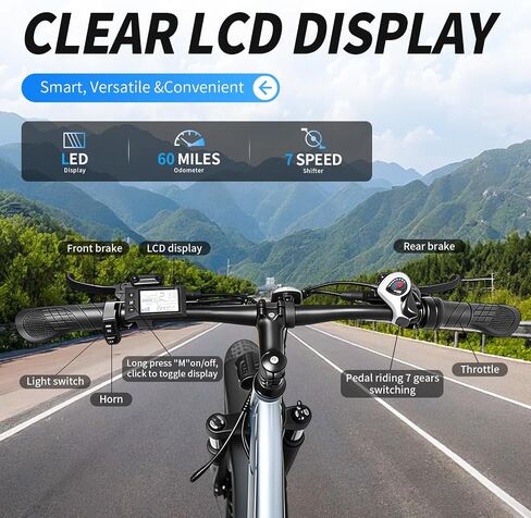 Electric Bike for Adults, 1500W Peak Motor 32 MPH, 48V 18.2Ah Removable Battery, 26" Fat Tire Ebike, 80-100 Miles Long Range, UL 2849 Certified, 7-Speed Electric Mountain Bike for Snow Sand Mountain in Kuwait