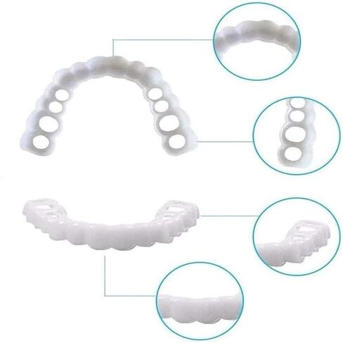 2 Pairs Flexible Smile Enhancement, Adjustable Comfort Fit, Unisex Reusable Daily Set Teeth Whitening Kits (White1) in Kuwait