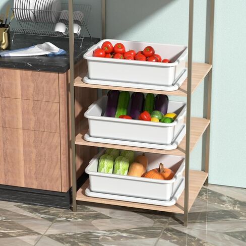 عبوة من 3 أحواض للحافلات التجارية مع أغطية، صندوق حافلات بلاستيكي أبيض سعة 13 لترًا in Kuwait