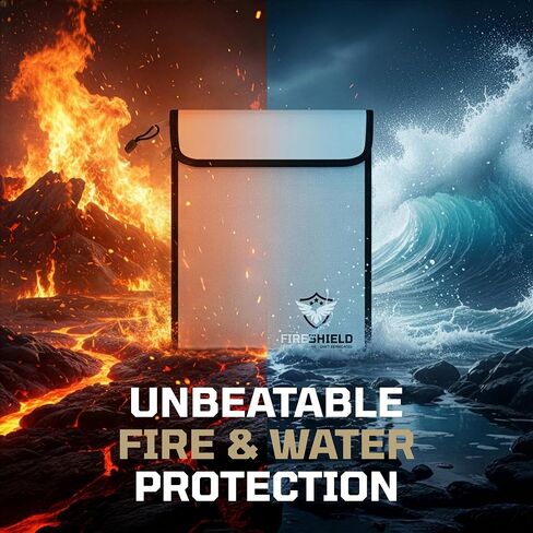 حقيبة مستندات FireShield Pro تم ترقيتها مع جيوب مزدوجة - حقيبة أموال مقاومة للماء نقدًا مقابل نقود ث/سوستة - تخزين آمن للصور العائلية ، والمجوهرات ، والموزع والوثائق المهمة - 15 "× 11" in Kuwait
