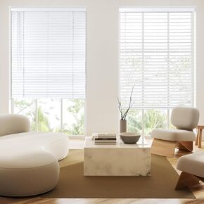 Allesin Faux Wood Blinds 2inch Slat Cordless Design Room Darkening Blinds for Indoor Windows Easy to Install & Durable Horizontal Windows Blinds Inside/Outside Mount,60" L x 70.25",Pearl White