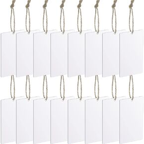 24 Pieces Basket Tags Hanging Labels Sign for Basket or Storage Bins with Natural Twine Basket Labels with String Clip On for Kitchen Pantry Classroom Office (White)
