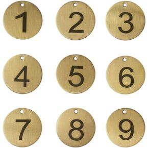 Numbered Brass Tags with Key Rings (1-25)