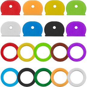 50pcs Key Cap Tags,10 Assorted Colors Key Identifier Tag Covers Key Color Identifiers Covers Plastic Key Identifier Coding Label Covers Key Protector Caps for Office House Apartment Keys