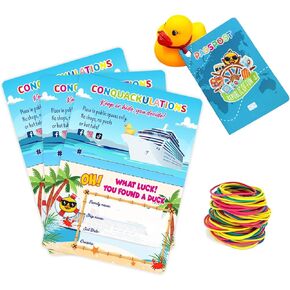 Duck Tags, Passport Cruising Rubber Duck Tags, Duck Duck Tag, Cruising Tags Duck Tags Ducking Games Card, 50 Pack Duck Tags, 50 Rubber Bands, What Luck - You Found a Duck