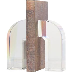Deco 79 Crystal Geometric Bookends Arched, Set of 2 3" W, 6" H, Clear