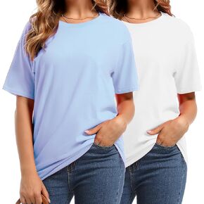 Cotton T shirt for women Crewneck Tee Short Sleeve BasicTop Plus size with 5XL Multipacks in Saudi Arabia
