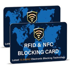 SaiTech IT 2 Pack RFID Blocking Card NFC Contactless Debit/Credit Card ATM Passport Protector ideal for Men & women slim with World map design perfectly fit in wallet - Blue