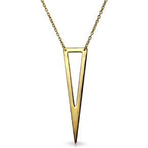 Bling Jewelry Minimalist Flat Open Triangle Geometric Pendant Necklace For Women For Teen .925 Sterling Silver