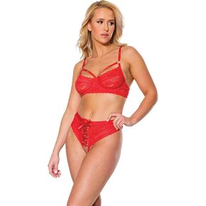 Coquette womens Bra & Crotchless PantyLingerie Set