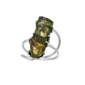 Natural Moldavite Rough Ring 925 Sterling Silver Handmade Jewelry Gemstone From Czech Republic (5)