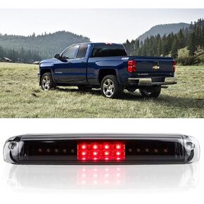 For 1999-2006 Chevrolet Silverado/GMC Sierra 1500 2500 3500 LED 3rd Third Brake Light Rear Tail Stop Lamp High Mount Brake Light (Black Housing + Smoke Lens)