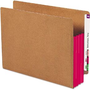 Smead End Tab Pocket, Reinforced Straight-Cut Tab, 3-1/2" Expansion, Extra Wide Letter Size, Redrope with Red Gusset, 10 per Box (73686)