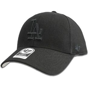 Los Angeles Dodgers Hat MLB Authentic '47 (Forty Seven) Brand MVP Adjustable Black on Black Baseball Cap Adjustable Adult One Size Men & Women 85% Acrylic 15% Wool