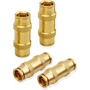 TIKSCIENCE 1/2" DOT Air Brake Line Push-To-Connect Fitting Brass 1/2" Tube OD Straight Union Fit for Trucks Trailers and Industrial Use, 4Pcs
