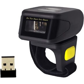 Bluetooth Wireless Ring Barcode Scanner, Portable Wearable Mini Finger 1D Bar Code Reader Work with Windows, Mac OS, Android 4.0+, iOS