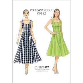 Vogue Patterns Misses' Button-Down, Flared-Skirt Dresses, 6-8-10-12-14, Red