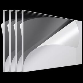 Roowest 4 Pcs 24 x 36 Inch Clear Acrylic Sheet Panels 1/4 Inch Thick Transparent Cast Sheet Plastic Panels Sheets Acrylic Board Acrylic Panel with Protective Film for Craft DIY Projects Sign