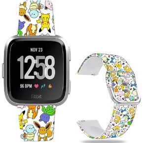 Pikacu Sea Turtle Anime Bands Compatible with Fitbit Versa 2/Versa/Versa Lite/Versa SE Band Fancy Soft Sport Silicone Cartoon Holiday Strap Men Women