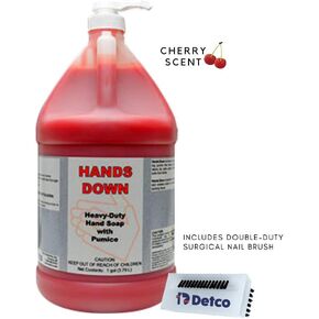Detco- Hands Down, Industrial Strength Heavy-Duty Hand Soap with Pumice - Cherry Scent