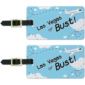 Graphics & More Las Vegas Or Bust Flying Airplane Luggage Suitcase Carry-on Id Tags, White