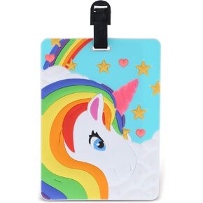 Unicorn Luggage Tag - Unique Fun Fantasy Novelty Travel Tag For Luggage, Cute Rainbow Sparkly Unicorn Travel ID Identification Label For Suitcase, Backpack & Sports Bag - Tags for Men & Women