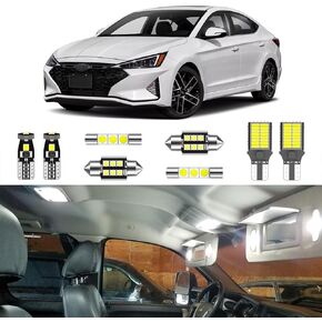 8PCS Super Bright White Interior LED Light Kit Package for Hyundai Elantra 2017 2018 2019 2020 2021 2022 + License Plate Lights and Install Tool