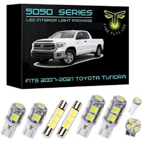 18 Piece White LED Interior Lights for 2007-2021 Toyota Tundra 6000K 5050 Series SMD Package Kit and Install Tool