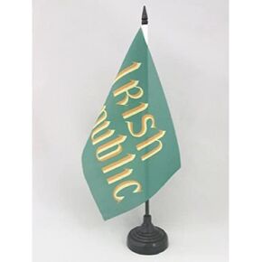 AZ FLAG Easter Rising Irish Republic Table Flag 5'' x 8'' - Republic of Ireland Desk Flag 21 x 14 cm - Black Plastic Stick and Base