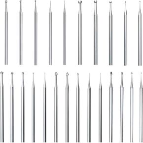 Luo ke 24 Pcs 3/32'' Shank Assorted Burr Sets,Includes Ball Burs, Stone Setting Bits, Round Cup Burr, 90º Hart Burs and Bud Bur Kits for Jewelry Marking