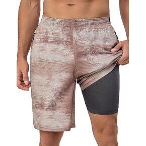 Little Donkey Andy Men's Quick Dry Swim Trunks 9 Inch Stretch Board Shorts with Compression Liner for Beach Sports Casual