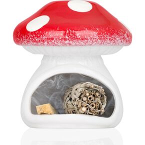 ZenBless 3 in 1 Palo Santo Holder Sage Burner Incense Cone Holder, Handcrafted Ceramic Mushroom Incense Burner Holder Ash Catcher, Smudge Bowl for Yoga Meditation Room Home Decor
