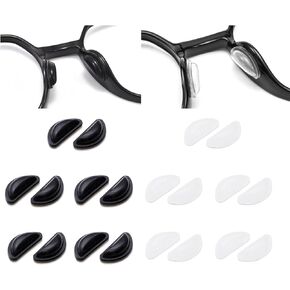 10 Pairs Anti Slip Adhesive Glasses Nose Pads, Soft Sticky Silicone Eye Glass Nose Pads Grip for Full Plastic Frame Eyeglasses Sunglasses Repair Kit Black