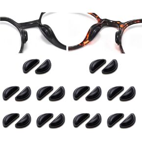 10 Pairs Anti Slip Adhesive Glasses Nose Pads, Soft Sticky Silicone Eye Glass Nose Pads Grip for Full Plastic Frame Eyeglasses Sunglasses Repair Kit Black