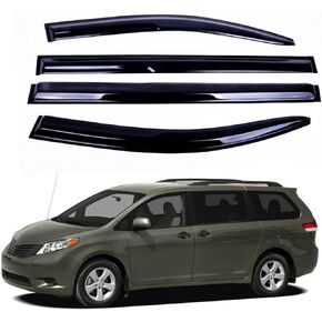 Fits for Toyota Sienna 2011-2019 Acrylic Safe Smoke Window Visor Set - Sun, Rain, and Vent Protection, 4-Pieces Window Deflector Guard Kit