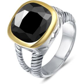 JEWEL Twisted Cable Wire Two Tone Cusion Cut CZ Statement Ring Designer Inspired Fashion Love Antique Women Jewelry Gift