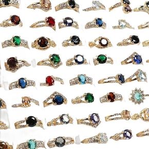 Fashion Wholesale Lots 100pcs,Bulk Rings Colorful Rhinestone Ring for Boutique Resale (100PCS)