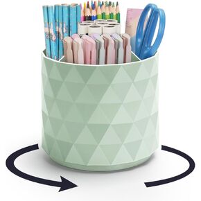 منظم مكتب بسيط، حامل أقلام يشبه الماس المتلألئ لملحقات مكتب المكتب تدور 360 درجة، كوب قلم رصاص مع 5 حجرات صندوق تخزين للمكتب والمدرسة والمنزل وإمدادات فنية (أبيض)