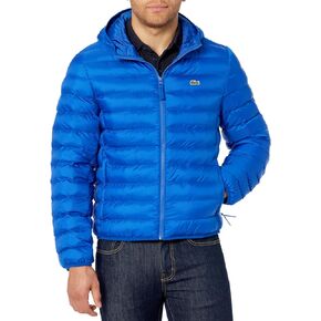 Lacoste Men's Standard Quilted Hooded Short Jacket, Cobalt