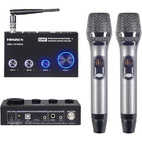 Wireless Bluetooth Microphone System Karaoke Mixer, Microphones, Audio Interface, Optical (Toslink), USB，Smart TV, PC, for Karaoke, Wedding, Singing, 280FT
