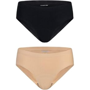 LEAKPROOF2.0 Seamless Bikini Period Underwear Bundle | Period Panties | Mild Incontinence Leak Proof Underwear(L/XL, 2-Black & Beige)