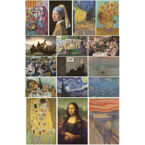 MINI ZOZI Famous Art Prints And Posters 16PCS Paintings Fine Art Impressionist Renaissance Aesthetic Romanticism Big Poster Wall Painting Classroom Room Decor Classical America Artist Artwork Pack