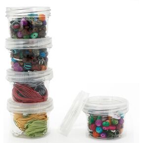 Paylak Storage Containers Stackable Interlocking Detachable 5 For Beads Crafts Medicine Small Items 2" Round