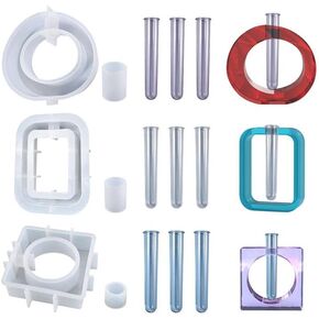 Resin Molds for Vase YIRUZWRD Silicone Mold Epoxy Resin Mold for Plant Propagation Station Resin Casting Vase Mold with 9 Test Tubes for Hydroponic Plants Flowers