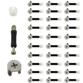 30 Sets 3-in-1 Furniture Connecting Kit, Furniture Connecting Fittings with Dowel, Nuts and Cam Screws, 6x32mm